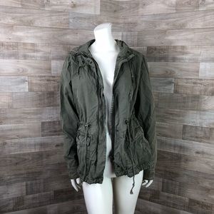 H&M Army Green Coat Size 14 hooded jacket